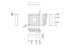 Einteiliges Abschirmgehäuse mit Clips 16,50x16,50x3,60x0,20